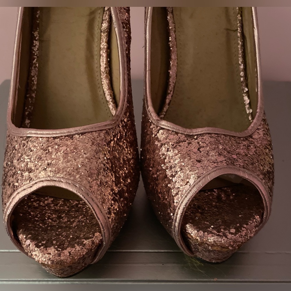 Glitter Peep-Toe Heels - Picture 2 of 4